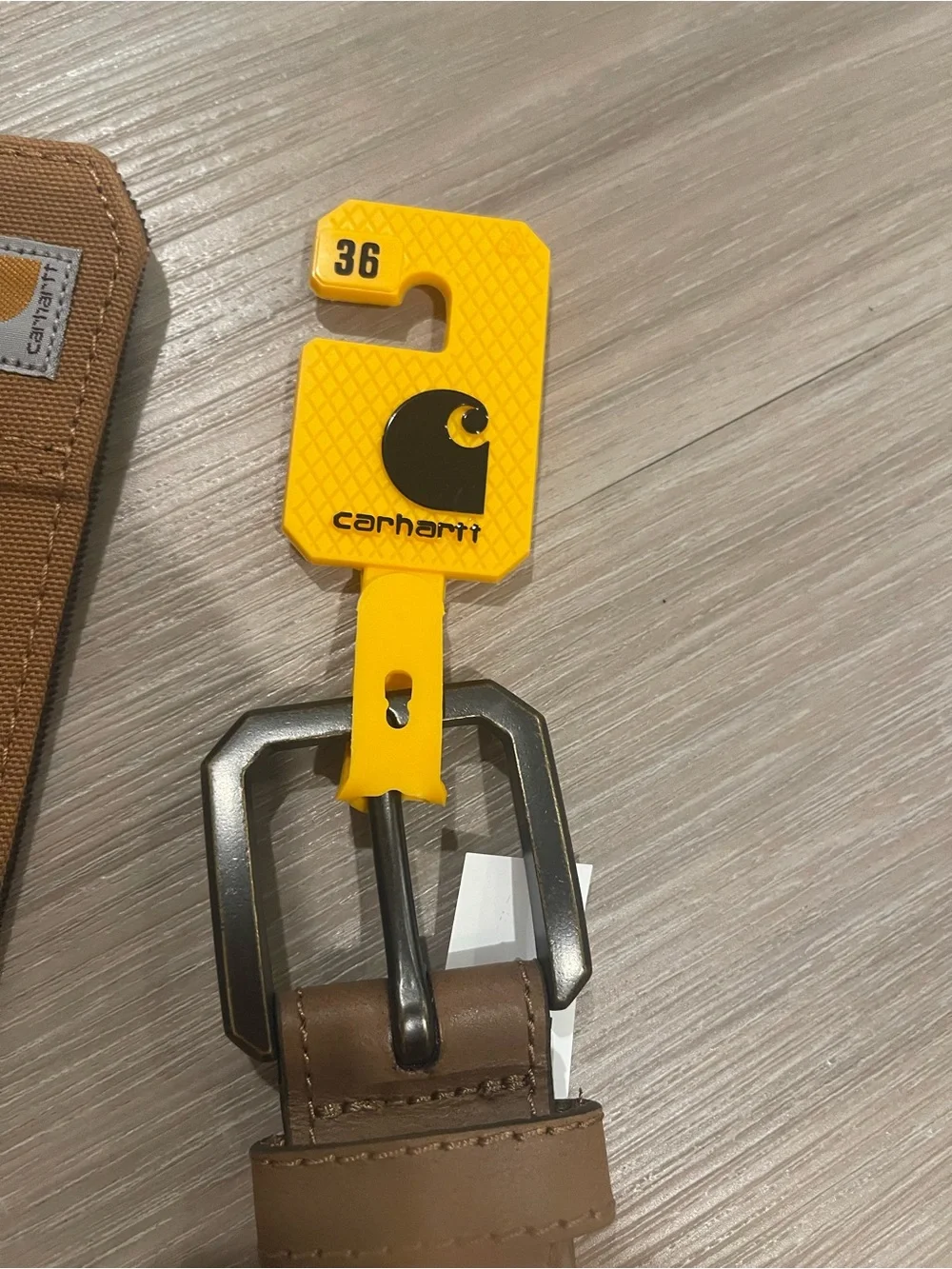 NWT Carhartt Men’s Tan Canvas Belt with Leather Trim